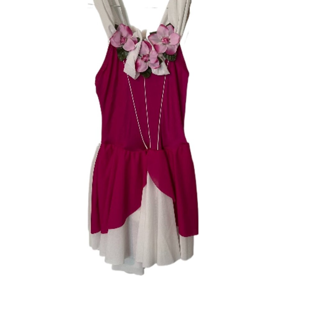 Curtain Call Child Large Style #E7527 Fuschia and White Dance Costume